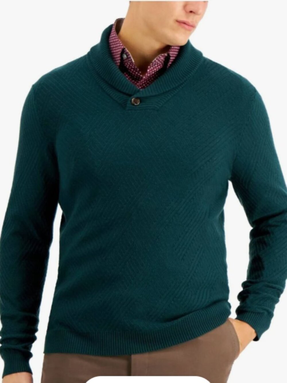 Tasso Elba Green Shawl Collar Sweater Size Large